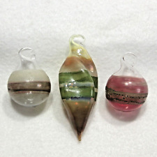 3 Antique Feather Tree Christmas Ornaments Blown Glass Striped picture