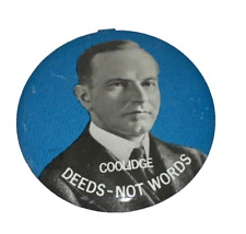 1924 Calvin Coolidge Deeds Not Words Campaign Seagram 7 Whiskey President Button picture