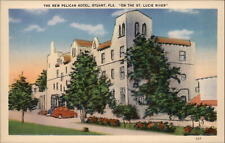 Pelican Hotel ~ Stuart Florida St Lucie River ~ 1940s linen postcard picture