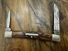 Vintage Ka-Bar Kabar Old Union Cut Brown Trapper Two Blade Knife Made in USA (62 picture