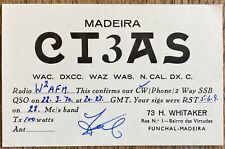 QSL Card - Funchal Madeira H. Whitaker CT3AS  1970  Postcard picture
