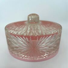 Vintage Celebrity Inc. Pink Crystal Cut Acrylic Round Powder Box picture