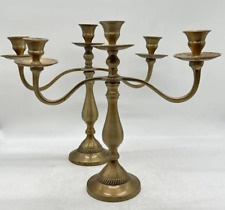 Vintage Pair Of Brass 3 Light Candelabras candle holder 12