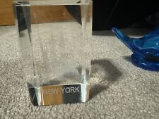 NOS - New York City Paper Weight- Etched Crystal Glass- Skyline View picture