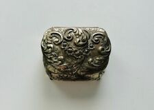 Vintage Silver Tone Mini Jewelry Box, Red Lining picture