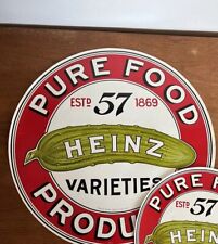 VTG Heinz Crock Wood Pickle Barrel  Paper Label  Pair 17” picture