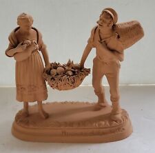 Vintage Branciforti Caltagirone Terracotta Farmers with Harvest Basket Figurine picture