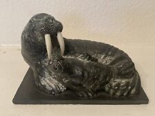 Vintage A Wolf Original Sculptures Walrus & Baby Calf Statue Statue picture