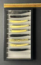 Vintage straight razors lot barber shop art shadow box display/glass case picture