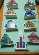 Alpine Village Christmas Houses 9 PCS String Light Cover Cottage Chalet CHURCH picture