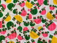 Vintage Retro Elephant Groovy Cotton Fabric 2. Yards Bright Neon picture