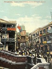1905 Lot Of 3 Hong Kong Hotel,Joss House,HK Queen’s Road Real Photo Postcard picture