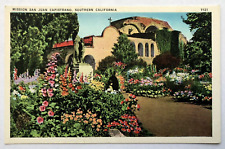 Mission San Juan Capistrano Southern California CA Floral Gardens VTG Postcard picture