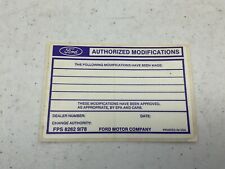 Ford Motor Company Authorized Modifications Tag Sticker NOS picture