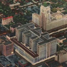 Vtg. 1940s Detroit Michigan Linen Postcard General Motors Fisher Building City picture