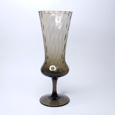 VTG Empoli MCM Smoky Grey Gray Diamond Optic Hurricane Glass Style Vase 11
