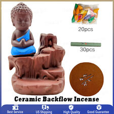Gift Ceramic Backflow Incense Cones Burner Buddha Mountain Waterfall & Cones picture