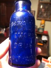 Antique Cobalt Blue Bromo Seltzer Bottle Emerson Drug Baltimore picture