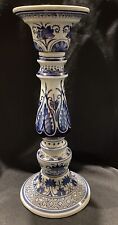 Large 14” Chinoiserie Blue And White Candle Holder picture