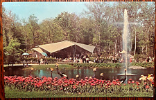 Vintage Postcard 1957 Sterling Forest Gardens Swan Lake & Patio, Tuxedo NY picture