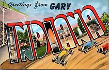 Linen Postcard Large Letter Greetings from Gary, Indiana picture
