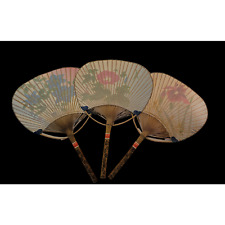 READ Set of (3) Vintage 1940s or Earlier? Chinese Rattan Paddle Fans Movie Props picture