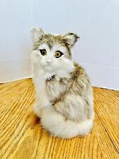 Vintage Furry Fur Himalayan Cat Figure Sitting 8in Unbranded picture