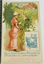 VTG VICTORIAN TRADE CARD NEW HOME SEWING MACHINE LACONIA NH LADY IN PINK DRESS picture