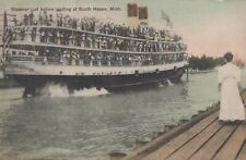 ZAYIX Postcard Great Lakes Steamer just before landing at South Haven, Mich. picture