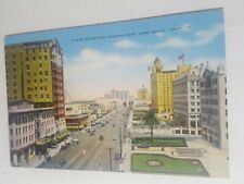 Vintage California postcard Ocean Blvd old stores cars Heartwell Bldg Long Beach picture