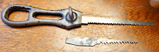 Rare Antique H Disston & Sons Metal Keyhole Saw Handle & Blades Pat Aug 28 1877 picture