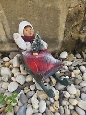 Byers Choice 1997 Caroler Child Toddler In Sleigh NWT W Christmas Tree  picture