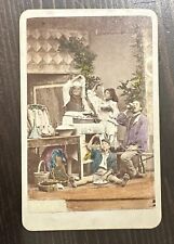 RARE SPAGHETTI EATERS HAND TINTED CDV PHOTO ITALY 1860s SOMMER picture