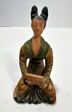 Vintage Chinese Sancai Glaze 7” Woman Figurine Mudmen Antique Lt6 picture