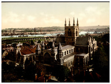 England. Rochester. Cathedral. Vintage photochrome by P.Z, photochrome Zurich picture