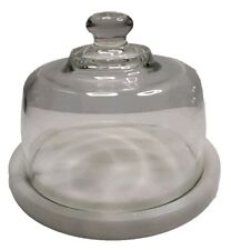 Clear Glass Covered Marble Based Cheese Serving Platter Dome Small 7.5