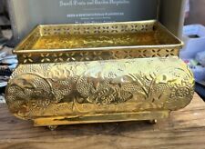 Vintage Footed Brass Pierced Planter Embossed ~ Beautiful 12.5” Rectangular picture