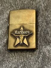 Vintage Marlboro Zippo Cigarette Lighter Brass J Bradford PA picture