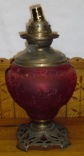 Electrified Antique Ruby Glass Success Kerosene Lamp Base picture