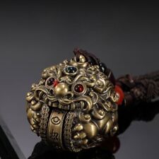 Retro Brass Lucky Pixiu Ball Keychain Pendant Finances Billowing Jewelry Craft picture