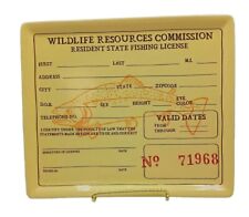 Fishs Eddy West Elm Serving Tray Trinket Dish Fishing License Wildlife Outdoors  picture