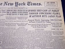1945 DECEMBER 31 NEW YORK TIMES - M'ARTHUR HITS JAPAN PLAN - NT 278 picture