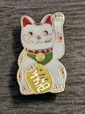 Lucky Cat Waving Maneki-Neko Japanese Figurine Lapel Pin picture