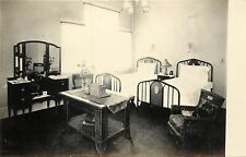 1910s RPPC: Bedroom Interior, Twin Beds, Dresser & Accessories, Wicker Furniture picture