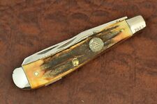 SCHRADE MADE IN USA NKCA STAG PREMIUM TRAPPER KNIFE NICE 1982 1/10000 (15760) picture