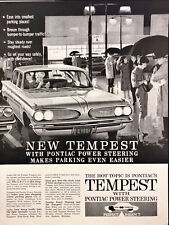 1961 Pontiac Tempest Power Steering Rainy Parking Lot Vintage Print Ad picture