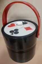Rare Morgan Designs Bucket Brigade 70s Ice Bucket MCM Poker Barware Red/Black picture