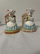 2 VINTAGE 1982 PORCELAIN MOUSE FROM AVON'S CHERISHED MOMENTS picture