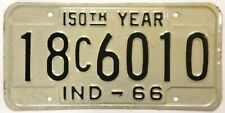 Indiana 1966 License Plate 18 C 6010 Delaware County YOM Unused New Old Stock picture