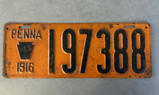 1916 PA Penna Pennsylvania Antique License Plate 197388 picture